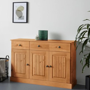 Sideboard HOME AFFAIRE Liotta, beige (natur gebeizt, gewachst), B:118cm H:80cm T:34cm, FSC-zertifiziertes Massivholz, Sideboards, Kommode mit 2 Schubkästen u. 2 verstellbare Einlegeböden