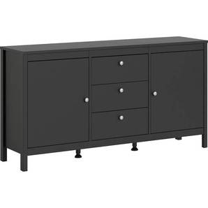 Sideboard HOME AFFAIRE Madrid, Aufbewahrung, Schubladenschrank, Sideboard, schwarz (schwarz matt), B:151,2cm H:79,9cm T:38,4cm, Spanplatte, Sideboards, mit 2 Türen und 3 Schubladen, Breite 151 cm, Höhe 80 cm