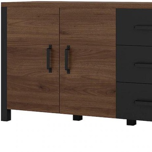 Sideboard HOME AFFAIRE Olin Sideboards Gr. B/H/T: 220cm x 79cm x 48cm, nussbaum okapi/nussbaum okapi-schwarz matt, 3 St., braun (nussbaum okapi/nussbaum okapi-schwarz matt) Breite 220cm