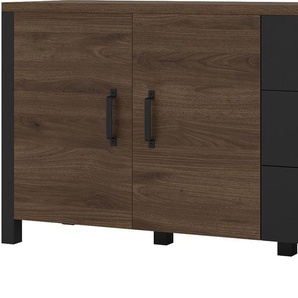 Sideboard HOME AFFAIRE Olin WM Sideboards Gr. B/H/T: 192cm x 79cm x 43cm, 3 St., braun (okapinussbaumfarben/schwarz supermatt) Breite 192 cm