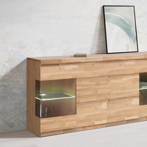 Sideboard HOME AFFAIRE OSLO Sideboards Gr. B/H/T: 180 cm x 80 cm x 35 cm, braun (eiche) Breite ca. 180 cm, Teilmassiv