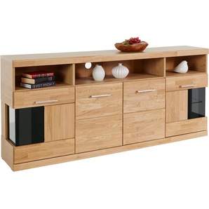 Sideboard HOME AFFAIRE Ribe Sideboards Gr. B/H/T: 180cm x 80cm x 35cm, Holzwerkstoff eichefarben (Korpus) / Massivholz Eiche (Front), braun (eiche teilmassiv) Breite 180 cm