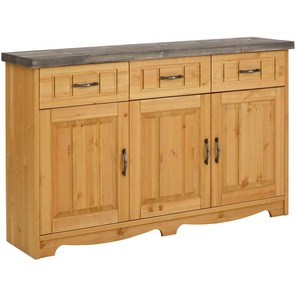 Sideboard HOME AFFAIRE Trinidad Antique Sideboards Gr. B/H/T: 148cm x 91cm x 37cm, 3 St., beige (natur/grau) Kommode, 148 cm