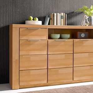 Sideboard HOME AFFAIRE Zara Sideboards Gr. B/H/T: 200cm x 95cm x 40cm, Holzwerkstoff Kernbuchefarben (Korpus)/ Massivholz Kernbuche (Front), beige (kernbuche teilmassiv) Breite 200 cm