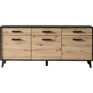 Sideboard INOSIGN ARTONA Sideboards Gr. B/H/T: 186cm x 85cm x 39,3cm, Soft Close, 3 St., schwarz (artisan/schwarz) Kommode, Breite 186 cm