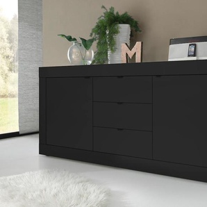 Sideboard INOSIGN Basic Breite 210 cm, Kommode 2 Türen, 3 Schubkästen, Anrichte Sideboards Gr. B/H/T: 210 cm x 86 cm x 43 cm, 3, schwarz (schwarz matt) Sideboards Metallgriff, moderne Rahmenoptik, viel Stauraum, Farbauswahl