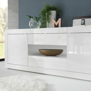 Sideboard INOSIGN Basic Breite 240 cm, Kommode 2 Türen, Schubkästen, Anrichte Sideboards Gr. B/H/T: 240cm x 86cm x 43cm, 2 St., weiß (weiss hochglanz lack) Weiss HochglanzLack, Metallgriff, moderne Rahmenoptik, viel Stauraum