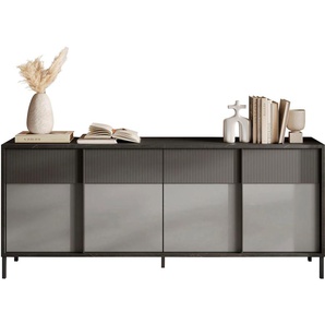 Sideboard INOSIGN Everest Breite 206 cm, Kommode mit 4 Türen Sideboards Gr. B/H/T: 206cm x 86cm x 40cm, grau (bleigrau/kreidegrau/absetzung steingrau (druck)) Anrichte, SoftSelf Closing, Korpus 22 mm