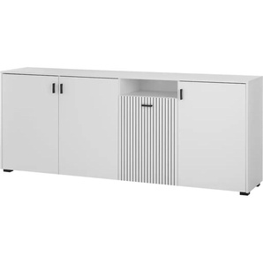 Sideboard INOSIGN Hudson Sideboards Gr. B/H/T: 200cm x 80cm x 42cm, schwarz-weiß (weiß/schwarz) in moderner Trendfarbe, Griffe aus Metall (Schwarz), Breite 200 cm