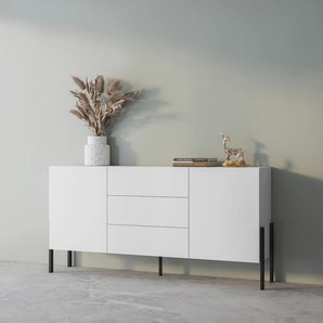 Sideboard INOSIGN Jukon, Breite 150 bzw.180 cm, moderne grifflose Kommode Sideboards Gr. B/H/T: 180cm x 90cm x 40cm, Breite 180cm, 3 St., weiß Schubladenschrank 2 Türen3 Schubkästen, push-to-open-Funktion