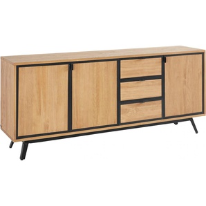 Sideboard INOSIGN Malu, beige (natur), B:180cm H:76cm T:40cm, MDF, Sideboards, Kommode mit Magnetverschluß an den Türen, aus massivem Kiefernholz