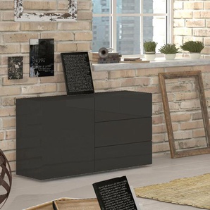 Sideboard INOSIGN Metis Sideboards Gr. B/H/T: 110cm x 60,5cm x 40cm, grau (anthrazit hochglanz) Breite 110 cm