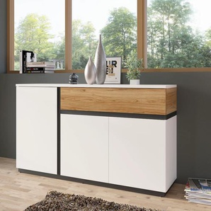 Sideboard INOSIGN Novena Sideboards Gr. B/H/T: 154,8cm x 87,6cm x 40cm,, bunt (alpinweiss/catania eiche/schwarz) Breite 155 cm