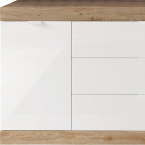 Sideboard INOSIGN Slim Sideboards Gr. B/H/T: 181cm x 82cm x 42cm, 3 St., braun (eiche cadiz nb / weiß hochglanz lack) Breite 181 cm, Hochglanz Lack