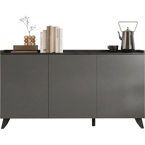 Sideboard INOSIGN Tray, Breite 181, Kommode mit 3 Türen Sideboards Gr. B/H/T: 181cm x 99cm x 42cm, grau (steingrau ardesia / bleigrau piombo) Top Tablet, Push-to-open Funktion