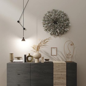 Sideboard INOSIGN Venus, Kommode Sideboards Gr. B/H/T: 181 cm x 86 cm x 44 cm, 3 St., grau (titanio, eiche cadiz nb) Breite 181 cm