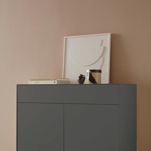 Sideboard LEGER HOME BY LENA GERCKE Essentials Sideboards Gr. B/H/T: 112cm x 90cm x 42cm,, grau (anthrazit) Breite: 112cm, MDF lackiert, Push-to-open-Funktion