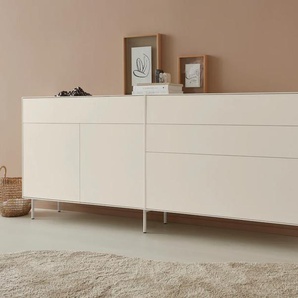 Sideboard LEGER HOME BY LENA GERCKE Essentials Sideboards Gr. B/H/T: 112 cm x 90 cm x 42 cm, 3, grau (warmgrau) Sideboards Breite: 112cm, MDF lackiert, Push-to-open-Funktion