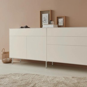 Sideboard LEGER HOME BY LENA GERCKE Essentials Sideboards Gr. B/H/T: 224 cm x 90 cm x 42 cm, 4, grau (warmgrau) Sideboards Breite: 224cm, MDF lackiert, Push-to-open-Funktion