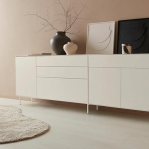 Sideboard LEGER HOME BY LENA GERCKE Essentials Sideboards Gr. B/H/T: 279 cm x 90 cm x 42 cm, 4, grau (warmgrau) Sideboards Breite: 279cm, MDF lackiert, Push-to-open-Funktion