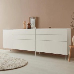 Sideboard LEGER HOME BY LENA GERCKE Essentials Sideboards Gr. B/H/T: 279 cm x 90 cm x 42 cm, 6, weiß (warmweiß) Sideboards Breite: 279cm, MDF lackiert, Push-to-open-Funktion