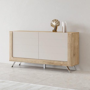 Sideboard LEONIQUE Kasai Sideboards Gr. B/H/T: 160,5 cm x 81 cm x 44 cm, eiche harbor gold/kashmir, beige (eiche harbor gold, kashmir) Breite 160,5 cm, mit 2 Türen