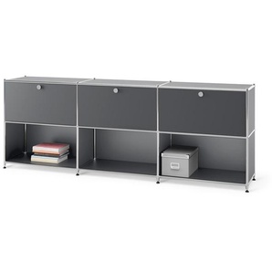 Sideboard Metall »CN3« mit 3 versetzbaren Klappenfächern - chrom -