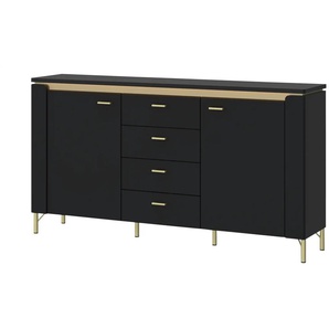 Sideboard mit Softclose Losini ¦ schwarz ¦ Maße (cm): B: 155,3 H: 87,3 T: 40