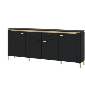 Sideboard mit Softclose - schwarz - Materialmix - 200,3 cm - 87,3 cm - 40 cm | Möbel Kraft