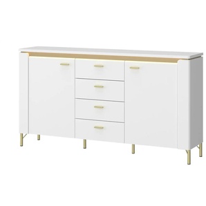 Sideboard mit Softclose - weiß - Materialmix - 155,3 cm - 87,3 cm - 40 cm | Möbel Kraft