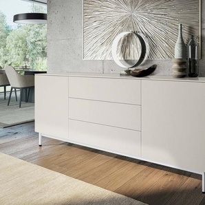 Sideboard Monaco 180 cm - Pastellsand matt - Metalluntergestell Weiß