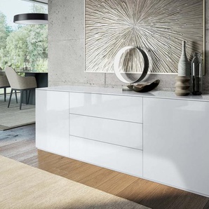 Sideboard Monaco 180 cm - Weiß Hochglanz - auf Bodenplatte