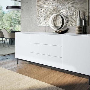 Sideboard Monaco 180 cm - Weiß matt - Metalluntergestell Schwarz