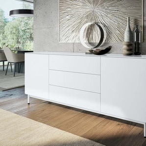 Sideboard Monaco 180 cm - Weiß matt - Metalluntergestell Weiß