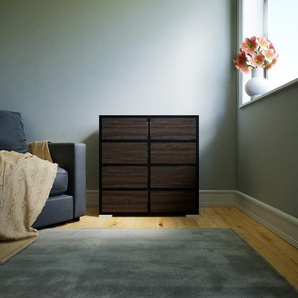 Kommode Nussbaum - Design-Lowboard: Schubladen in Nussbaum - Hochwertige Materialien - 79 x 81 x 34 cm, Selbst zusammenstellen