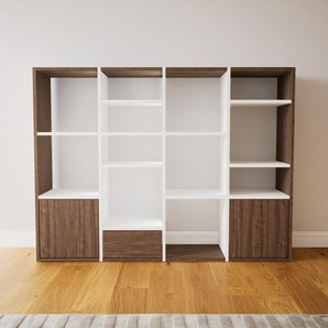 Sideboard Nussbaum - Sideboard: Schubladen in Nussbaum & Türen in Nussbaum - Hochwertige Materialien - 156 x 117 x 34 cm, konfigurierbar