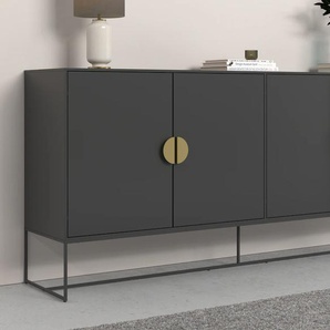 Sideboard PLACES OF STYLE Abito Sideboards Gr. B/H/T: 180cm x 82cm x 40cm, grau (anthrazit) Kommode mit Drehtüren, 2 Einlegeböden, Breite 180 cm