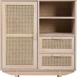 Sideboard SALESFEVER Sideboards Gr. B/H/T: 70 cm x 85 cm x 36 cm, Sideboard 70 x 36 cm Rattangeflecht, 2 St., beige (natur) Kommode, Tür und Schubladenfronten aus Rattangeflecht, Wiener Geflecht