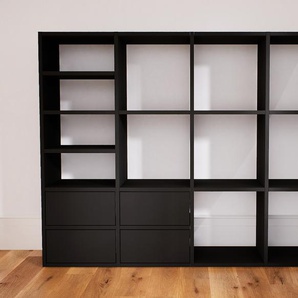 Sideboard Schwarz - Designer-Sideboard: Schubladen in Schwarz - Hochwertige Materialien - 156 x 117 x 34 cm, Individuell konfigurierbar