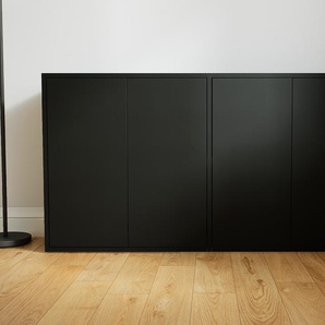 Sideboard Schwarz - Designer-Sideboard: Türen in Schwarz - Hochwertige Materialien - 151 x 79 x 34 cm, Individuell konfigurierbar