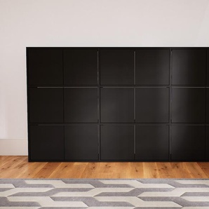 Sideboard Schwarz - Designer-Sideboard: Türen in Schwarz - Hochwertige Materialien - 226 x 117 x 34 cm, Individuell konfigurierbar