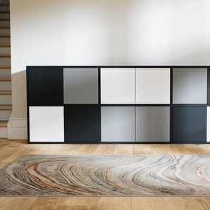 Sideboard Schwarz - Designer-Sideboard: Türen in Weiß - Hochwertige Materialien - 226 x 79 x 34 cm, Individuell konfigurierbar
