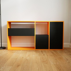 Sideboard Schwarz - Sideboard: Schubladen in Schwarz & Türen in Schwarz - Hochwertige Materialien - 154 x 79 x 34 cm, konfigurierbar
