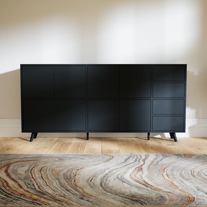 Sideboard Schwarz - Sideboard: Schubladen in Schwarz & Türen in Schwarz - Hochwertige Materialien - 190 x 91 x 34 cm, konfigurierbar