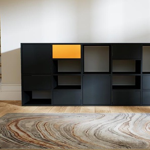 Sideboard Schwarz - Sideboard: Schubladen in Schwarz & Türen in Schwarz - Hochwertige Materialien - 195 x 79 x 47 cm, konfigurierbar