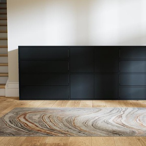 Sideboard Schwarz - Sideboard: Schubladen in Schwarz & Türen in Schwarz - Hochwertige Materialien - 226 x 79 x 34 cm, konfigurierbar