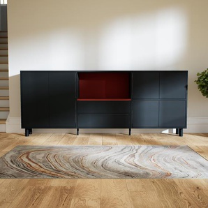 Sideboard Schwarz - Sideboard: Schubladen in Schwarz & Türen in Schwarz - Hochwertige Materialien - 226 x 91 x 34 cm, konfigurierbar