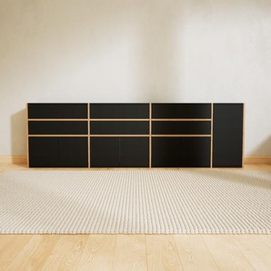 Sideboard Schwarz - Sideboard: Schubladen in Schwarz & Türen in Schwarz - Hochwertige Materialien - 264 x 79 x 34 cm, konfigurierbar
