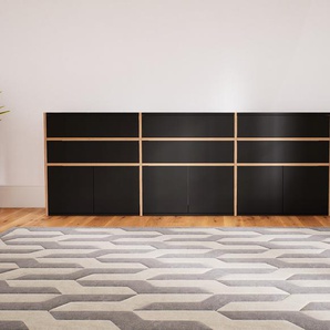 Sideboard Schwarz - Sideboard: Schubladen in Schwarz & Türen in Schwarz - Hochwertige Materialien - 264 x 79 x 47 cm, konfigurierbar