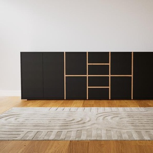Sideboard Schwarz - Sideboard: Schubladen in Schwarz & Türen in Schwarz - Hochwertige Materialien - 267 x 81 x 47 cm, konfigurierbar
